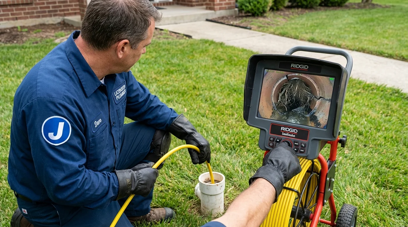 Sewer camera inspection being performed by Johns Plumbing LLC in Stony Brook